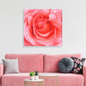 Romantische roze rozenwaterdruppels canvas afdruk (Insitu (Woonkamer))