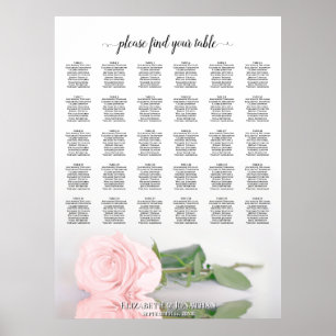 Romantische roze tafelstoelenkaart voor 30 tafels poster