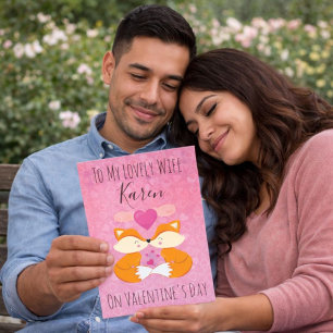 Romantische Roze Valentijnsdag Vossen voor haar Feestdagen Kaart