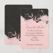 Romantische Roze Vlinder Swirls Bewaar de datum Save The Date (Voorkant / Achterkant)