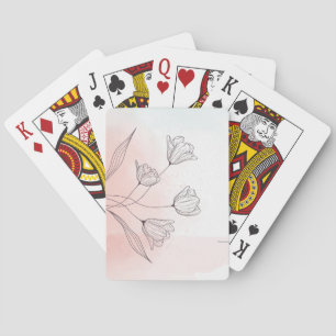 Romantische Roze Waterverf Bloemkaarten Pokerspel Pokerkaarten