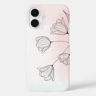 Romantische Roze Waterverf Floral iPhone 16 Hoesje