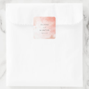 Romantische Roze Waterverf Vierkante Sticker