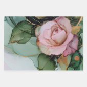 Romantische Roze Witte Roos Bloemen Bruiloftsdouch Inpakpapier Vel (Voorkant)