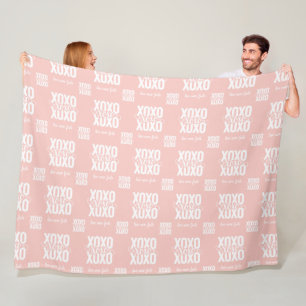 Romantische ROZE XOXO Liefde Faalt Nooit Valentijn Fleece Deken