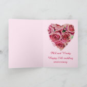 Romantische rozen aangepaste tekst huwelijksverjaa kaart (Binnen)