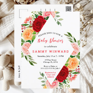 Romantische Rozen Bloemen Baby shower Briefkaart