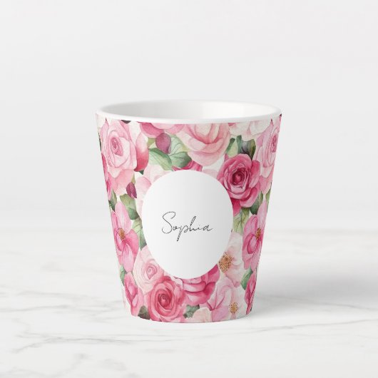 Romantische Rozen Bloemen Latte Mok (Voorkant)