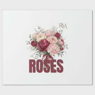 Romantische Rozen Bloemstuk Elegant Bloem Ontwerp Cadeaupapier