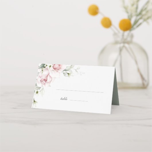 Romantische Rozen | Blush Pink Weduwkaart (Voorkant)