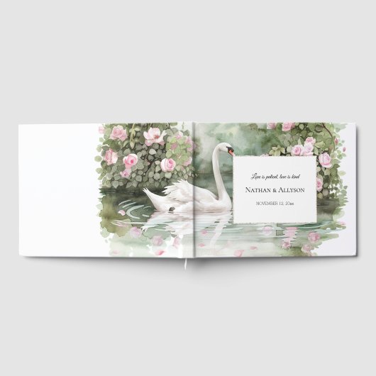 Romantische Rozen Boog Zwanenmeer Trouwen Gastenboek (Volledig)