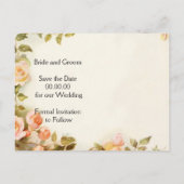  romantische rozen bruiloft Save the Date Aankondigingskaart (Achterkant)
