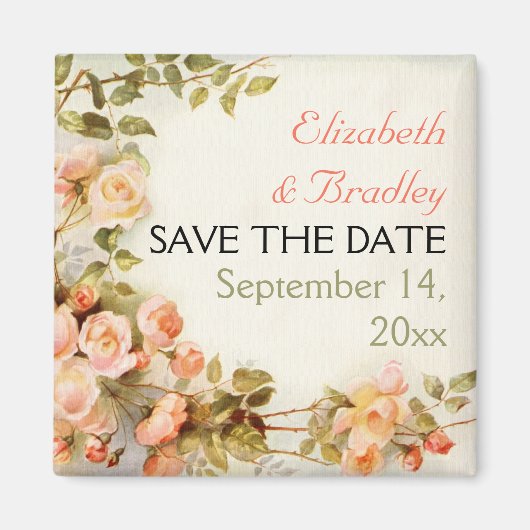 romantische rozen bruiloft Save the Date Magneet (Voorkant)