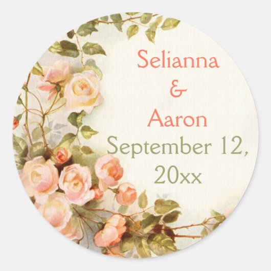  romantische rozen bruiloft Save the Date Ronde Sticker (Voorkant)