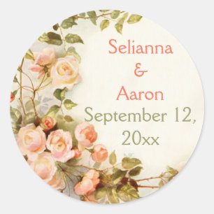  romantische rozen bruiloft Save the Date Ronde Sticker