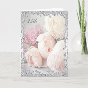 Romantische Rozen & Diamanten 25e Verjaardag Kaart