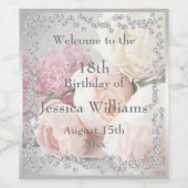 Romantische Rozen & diamanten Welkom Wijn Etiket (Enkel label)