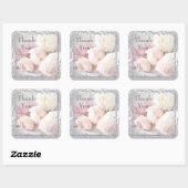 Romantische Rozen & Diamonds Dank u Vierkante Sticker (Vel)