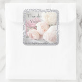 Romantische Rozen & Diamonds Dank u Vierkante Sticker (Tas)