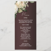 Romantische Rozen Donker Bourgondische bruiloft Menu (Voorkant)