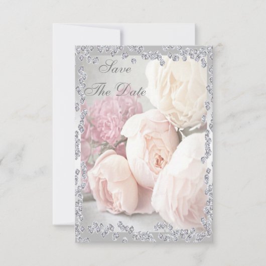 Romantische Rozen en diamanten 16de sparen de Datu Save The Date (Voorkant)