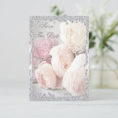 Romantische Rozen en diamanten 60e sparen de Datum Save The Date (Staand voorkant)