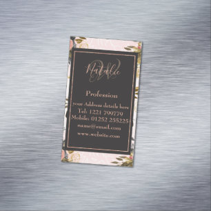 Romantische rozen en geometrisch ontwerp visitekaartje magneet