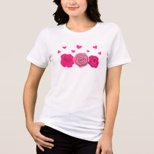 Romantische Rozen en Harten Elegante Valentijnsdag Tri-Blend Shirt