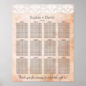 Romantische Rozen en Lace Wedding Seating Chart Poster (Voorkant)