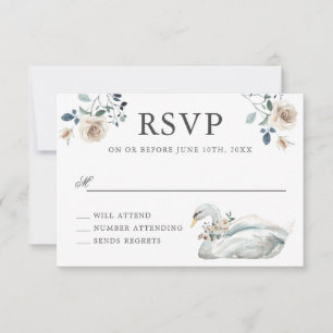 Romantische Rozen en Zwaan bruiloft RSVP Kaartje