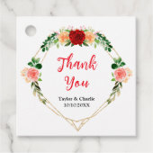 Romantische Rozen Floral Weddenschap Hartelijk dan Bedankjes Labels (Voorkant)