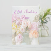 Romantische Rozen in Jars 75e verjaardag Kaart (Staand voorkant)