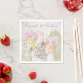 Romantische Rozen in potten bruiloft servetten (Insitu)