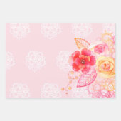 Romantische Rozen Lace Pattern Inpakpapier Vel (Voorkant 3)
