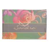 Romantische Rozen Monogram Pillowcase Kussensloop (Achterkant-Links)
