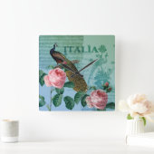 Romantische Rozen Musical Peacock Vierkante Klok (Huis)