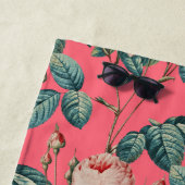 Romantische  Rozen op roze patroon Strandlaken (In situ)