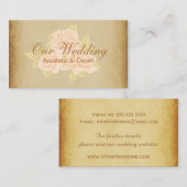 Romantische rozen roze goudbruinkool bruidstaarten informatiekaartje (Voorkant / Achterkant)