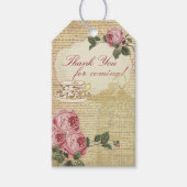 Romantische Rozen Theekop en Vogelkooi Cadeaulabel (Voorkant)