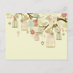 Romantische Rozen, vogels, vogelkooien, Florenz Briefkaart