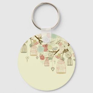 Romantische Rozen, vogels, vogelkooien, Florenz Sleutelhanger