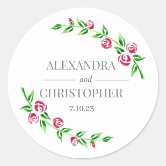 Romantische Rozen Wedding Stickers (Voorkant)