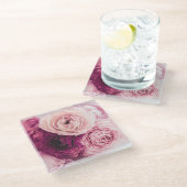 Romantische rozenboeket: vintage branding. glazen onderzetter (Schuin)