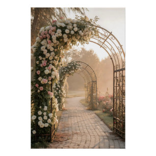 Romantische Rozentuin Boogvormige Droomlandschap Perfect Poster