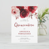 Romantische Ruby Red Rose Quinceanera Party Kaart (Staand voorkant)