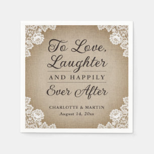 Romantische rustieke jute en kant bruiloft servett servet