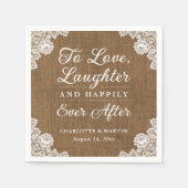 Romantische rustieke jute en kant bruiloft servett servet (Voorkant)