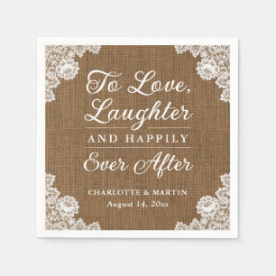 Romantische rustieke jute en kant bruiloft servett servet