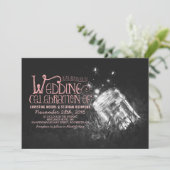 Romantische rustieke mason jar & vuurvliegjes brui kaart (Staand voorkant)