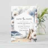 Romantische rustieke stijl vuurtoren bruiloft save the date (Staand voorkant)